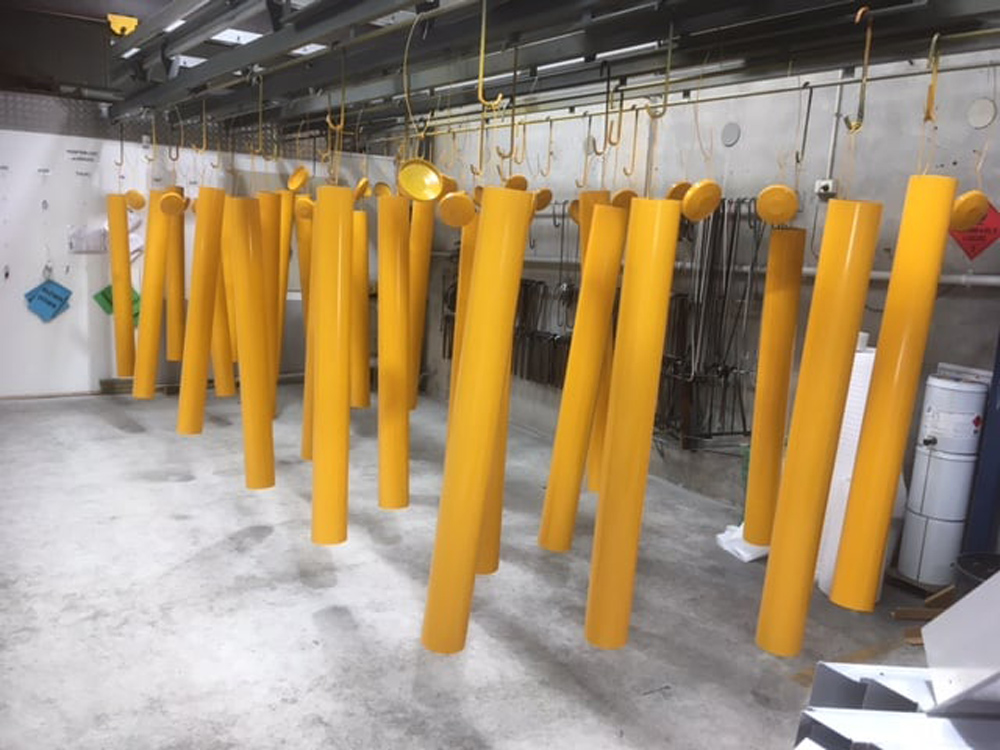 Pipes Powder Coated With Yellow